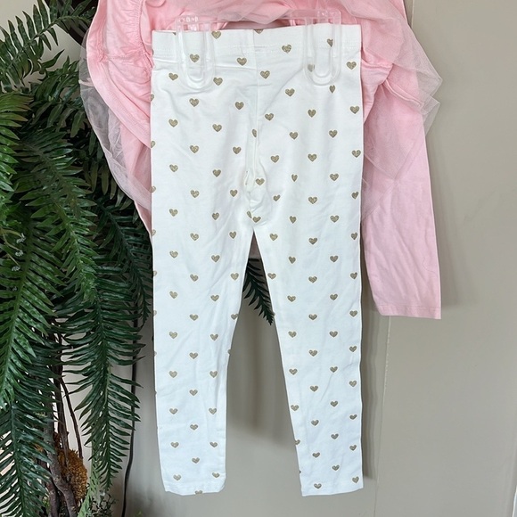 Brand New Carter’s 2-Piece Set Pale Pink Ruffle Bow Top & Glitter Heart Leggings - Picture 11 of 16